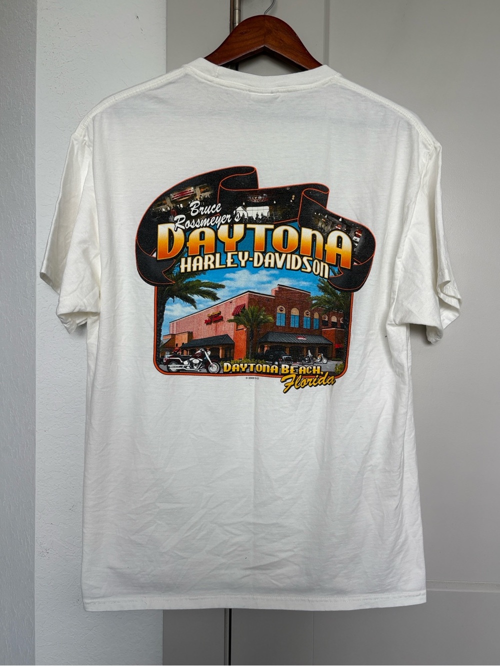 HARLEY DAVIDSON DAYTONA WHITE GRAPHIC SHORT SLEEVE TSHIRT MENS LARGE